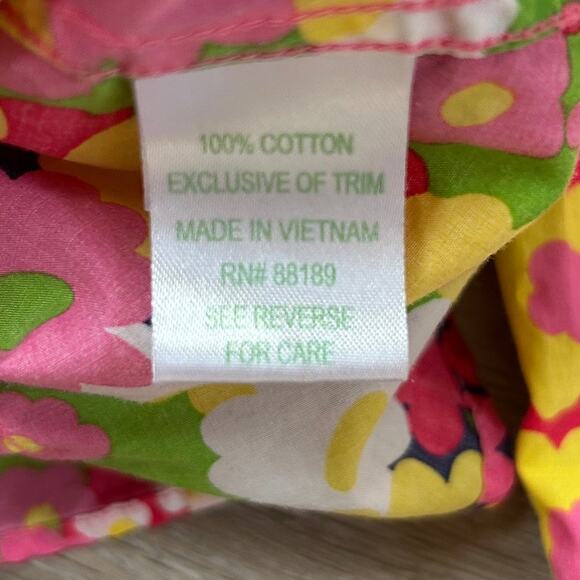 Lilly Pulitzer Floral Button Down Shirt Pink Yellow Daisy Print Size 4 - Picture 5 of 6